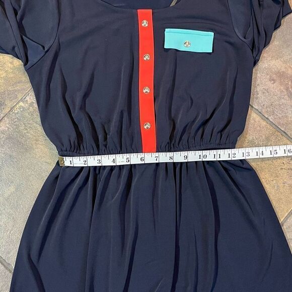 En Focus Studios Navy Color Block Elastic Waist Dress 8 - Picture 10 of 12